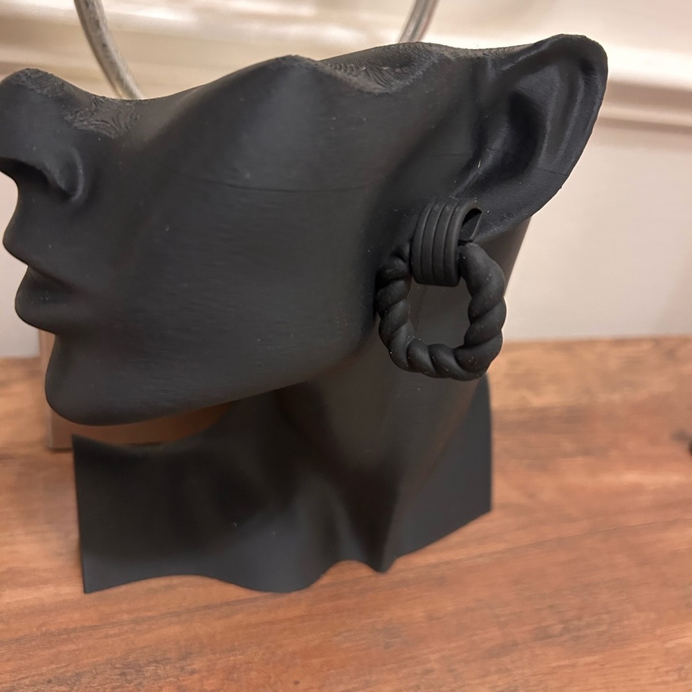 Plunder Black Twisted Hoop Earrings